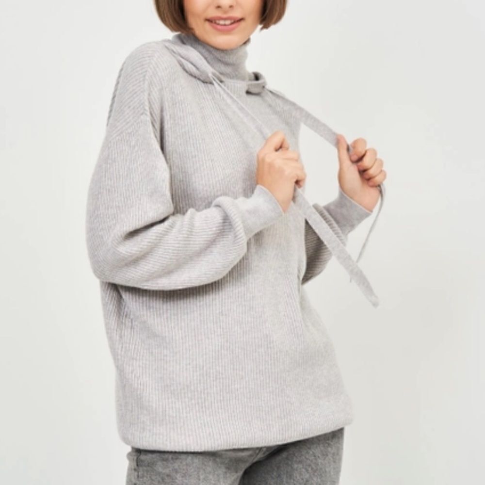 Zara Hi Neck Wool Blend Hoodie Sweater Size Medium